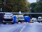 Police are investigating after a car and knife terrorist attack outside a synagogue in Manchester. (AP PHOTO)
