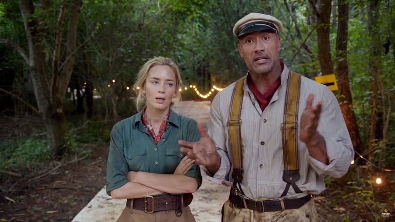 Dwayne Johnson in The Jungle Cruise, a movie adapted from a theme park ride.