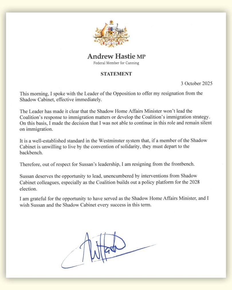 Andrew Hastie resigns Picture: Andrew Hastie