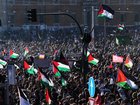 Thousands of pro-Palestinian demonstrators marched in Rome. (AP PHOTO)
