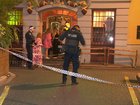 Police outside Shotgun Willie’s on Gilbert St, Adelaide on Sunday night.