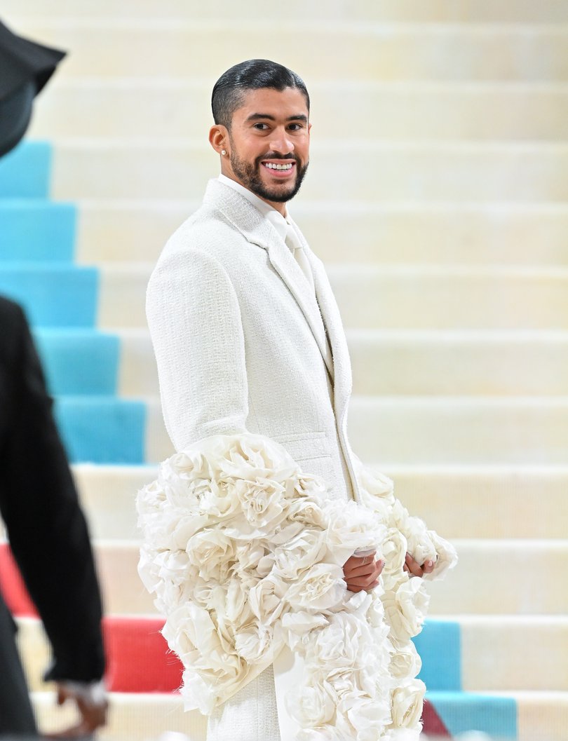 Bad Bunny at the 2023 Met Gala. (Photo by James Devaney/GC Images)