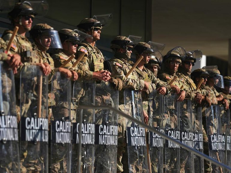US President Donald Trump is deploying 300 California National Guard troops to Portland. (AP PHOTO)