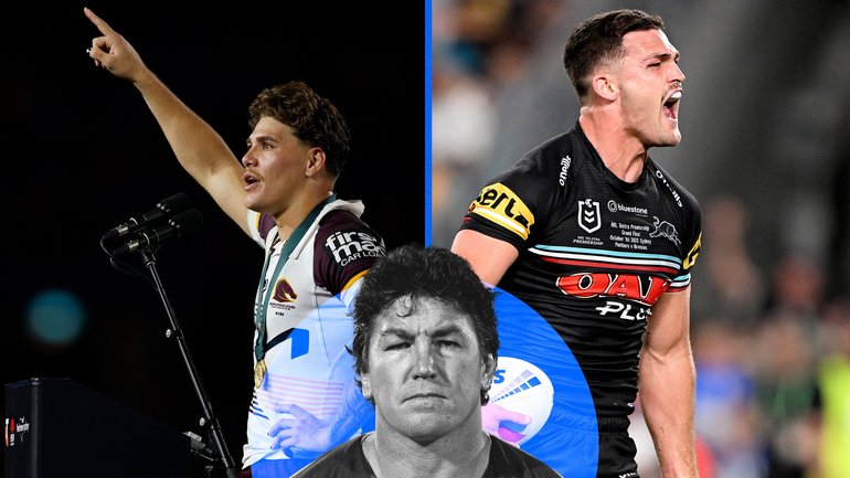 Reece Walsh last night and Nathan Cleary in 2023.