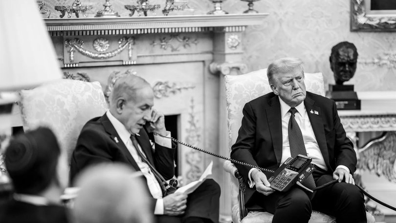 President Donald Trump and Israeli Prime Minister Benjamin Netanyahu hold a joint press conference announcing the US peace plan for Gaza.