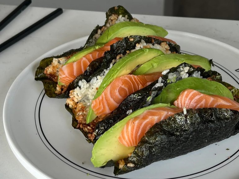Crispy air fryer sushi tacos