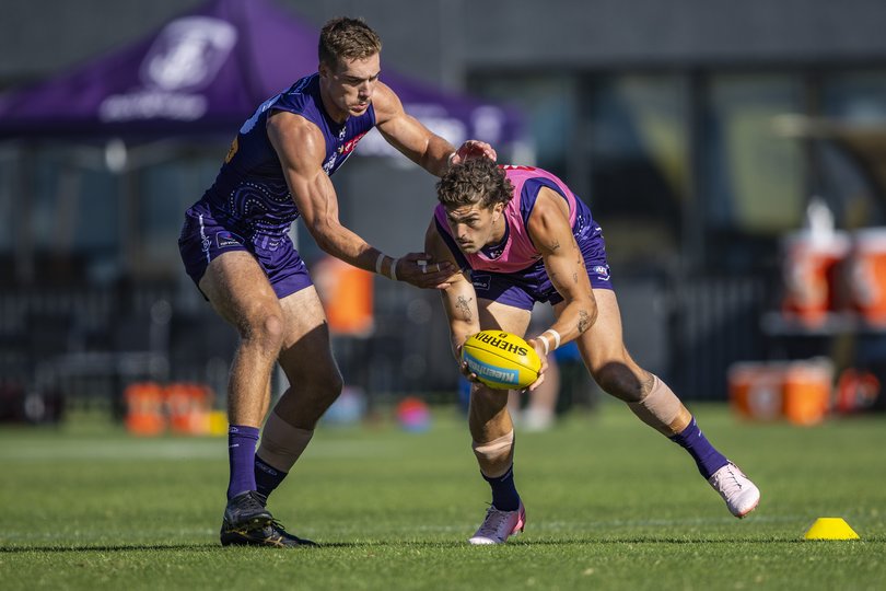 Reidy training alongside Luke Jackson.