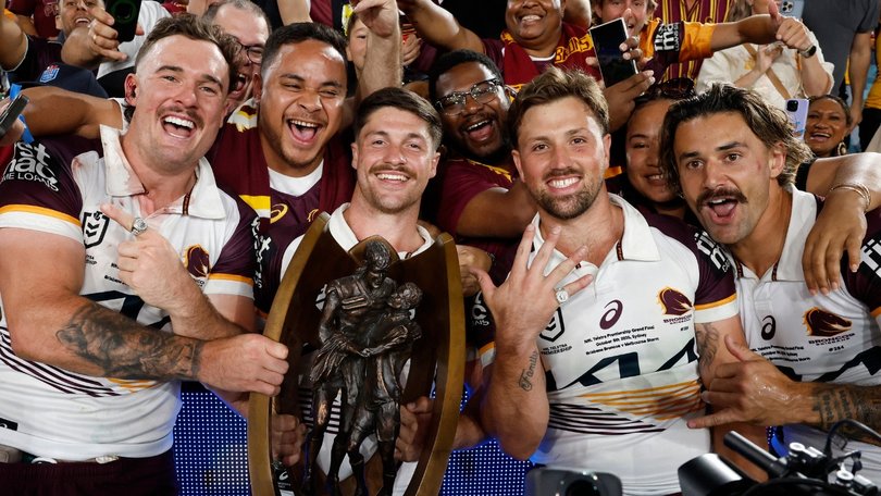 Kobe Hetherington (left) delayed two surgeries to play in the Broncos’ run to the premiership.