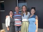 Wally Lewis, his wife and Karen Chappell of Place Bulimba.