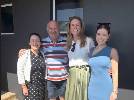 Wally Lewis, his wife and Karen Chappell of Place Bulimba.