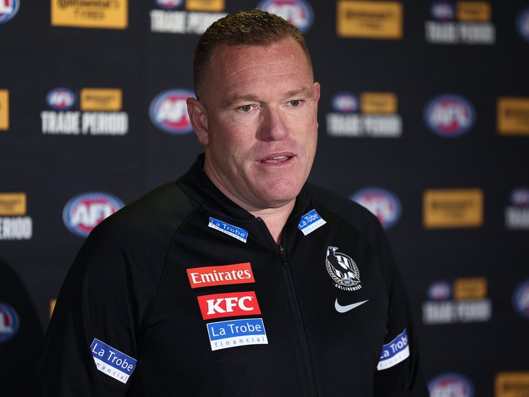 Collingwood  list boss Justin Leppitsch during the day one of the AFL Trade Period.