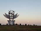 The sun sets at the peace square in the Red Sea city of Sharm el-Sheikh, Egypt, where Israeli and Hamas officials are set to hold indirect talks on a Gaza ceasefire.