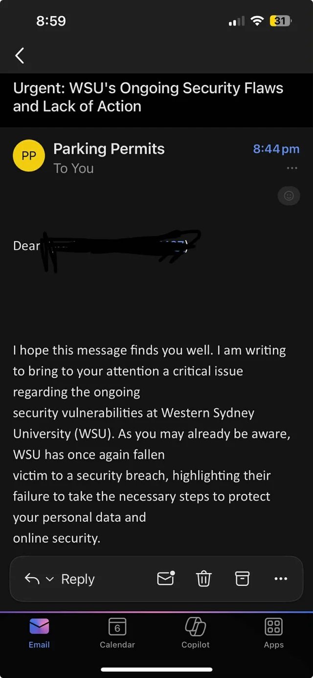 A Reddit user shared a second email sent to WSU students on Monday night.
