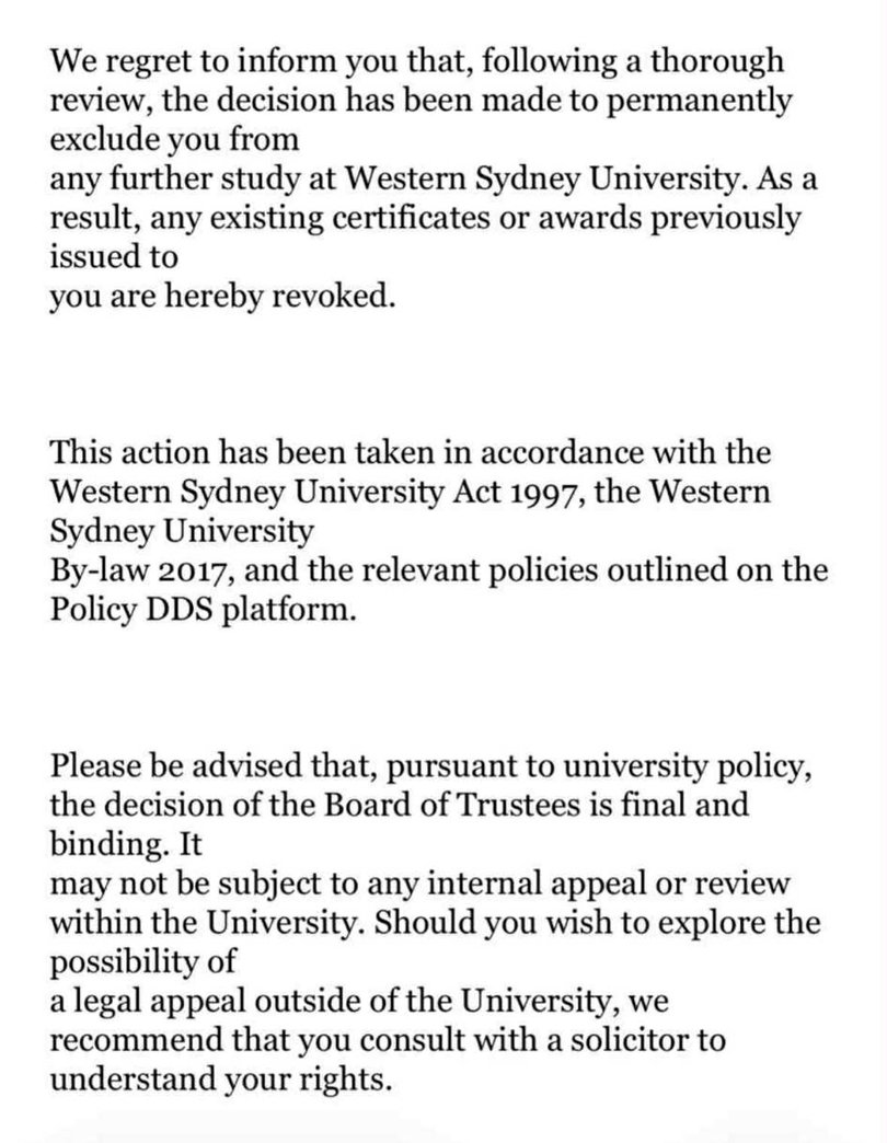 Western Sydney University students were sent a fraudulent email on Monday night.