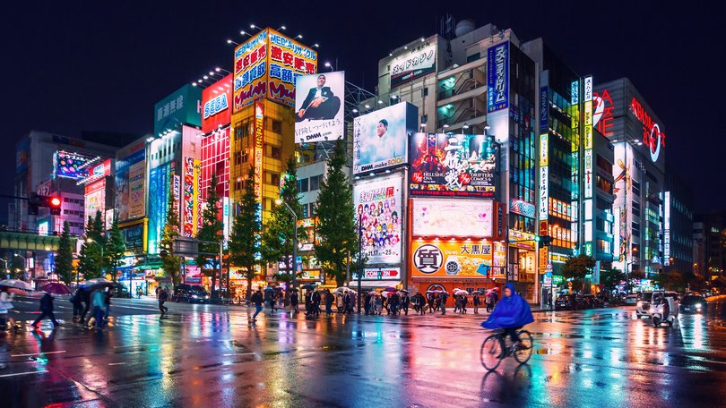 The neon lights of Tokyo.