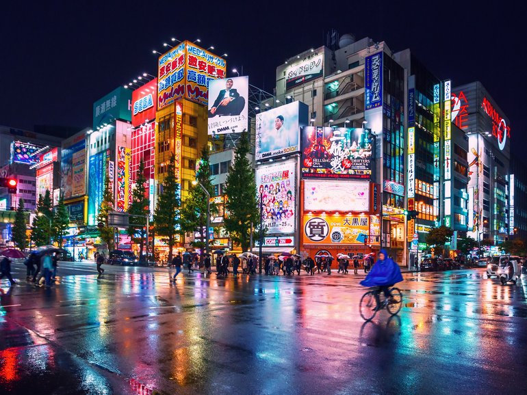 The neon lights of Tokyo.