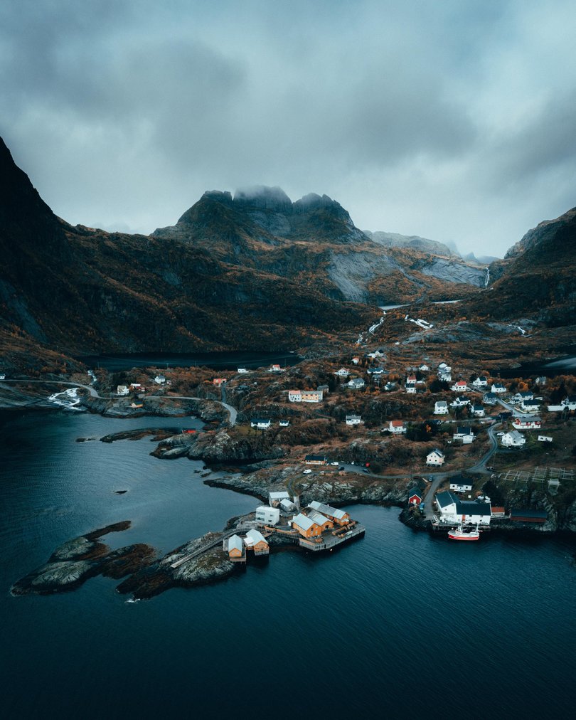 A view of Holmen Lofoten, Sørvågen in Norway.