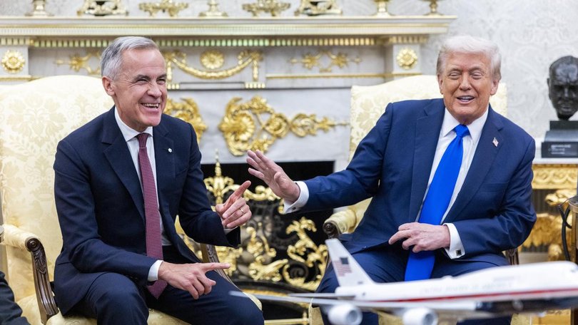 US President Donald Trump has joked around with Canadian Prime Minister Mark Carney ahead of talks.