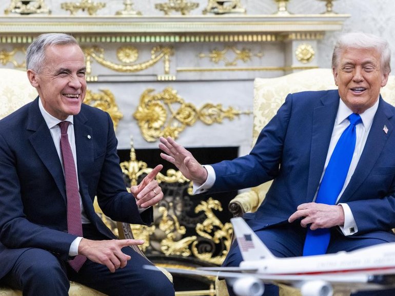 US President Donald Trump has joked around with Canadian Prime Minister Mark Carney ahead of talks.