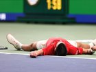Novak Djokovic collapsed on the court. 