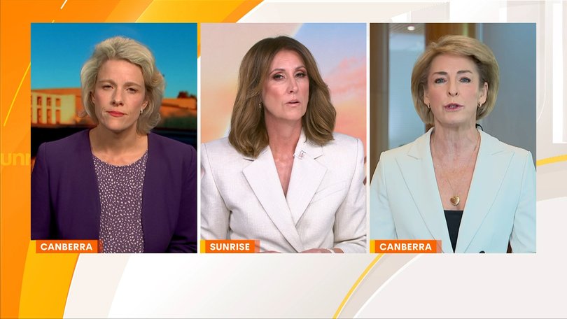 Sunrise’s Nat Barr was joined by Housing Minister Clare O’Neil and Liberal Senator Michaelia Cash.