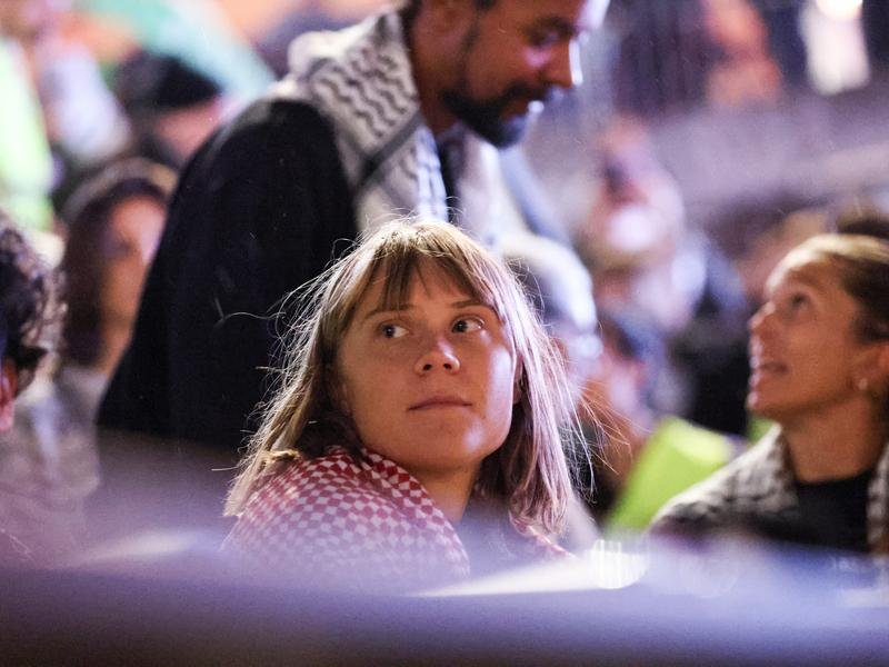 Greta Thunberg told a news conference in Stockholm she was "kidnapped and tortured" in detention. (AP PHOTO)