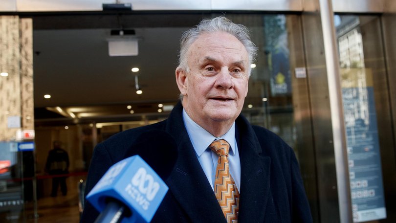 Mark Latham had a heated exchange with a TV journalist outside court. Picture: NewsWire / Nikki Short