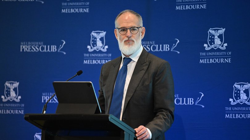 Michael Miller speaks during a Melbourne Press Club address on global technology.