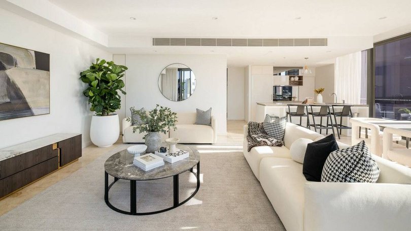 The apartment has house-like proportions.