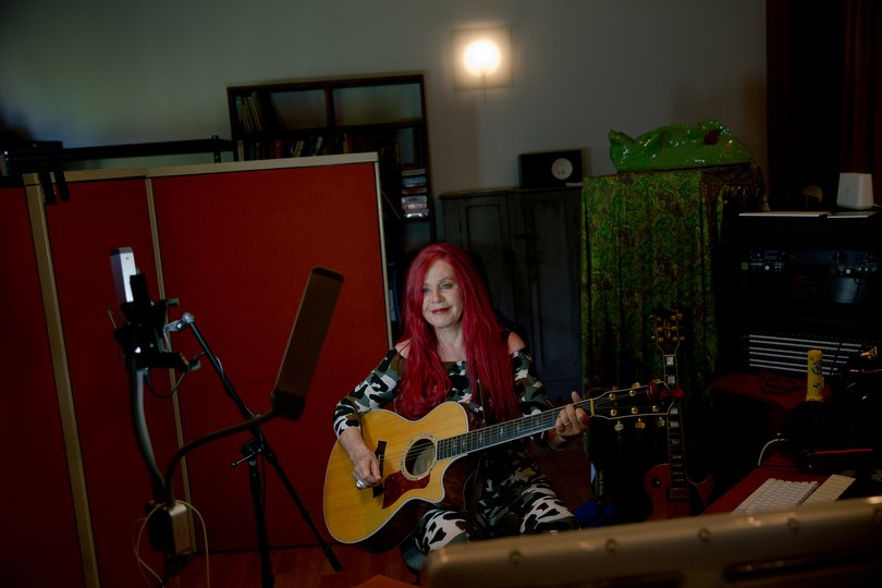 Kate Pierson, the lead singer of the B-52s, in Shokan, N.Y., Aug. 9, 2020.