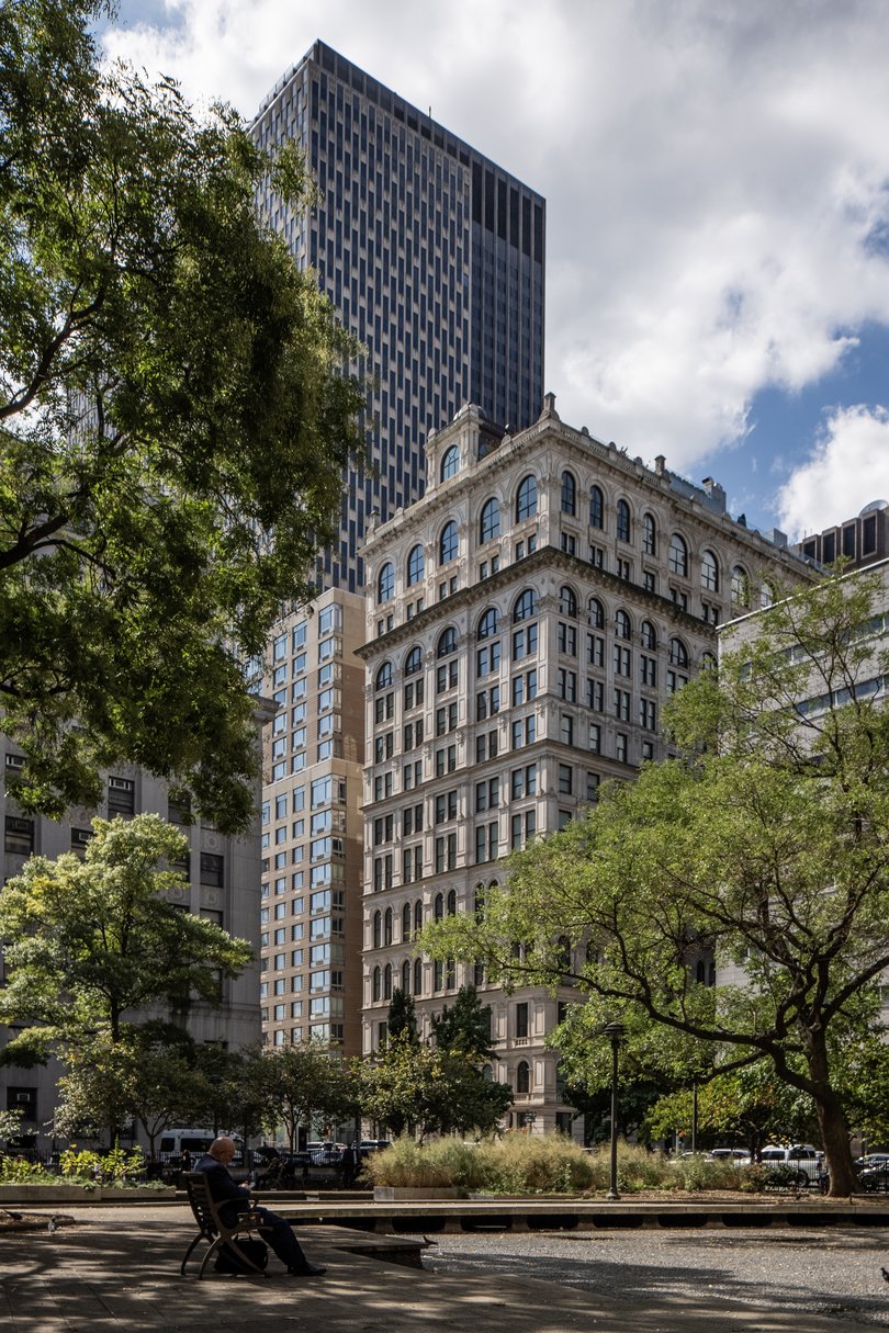 The building on Leonard Street in the TriBeCa neighbourhood of New York where the pop star and actress Sabrina Carpenter reportedly bought a duplex penthouse, in September 2025.
