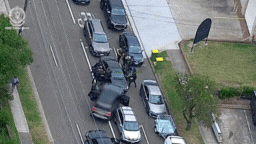 Dramatic footage shows officers dragging one man from a Mercedes while two teenagers were arrested from a Mitsubishi during the coordinated strike.