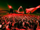 Palestine supporters rally outside the Sydney Opera House on October 09, 2023 in Sydney, Australia.