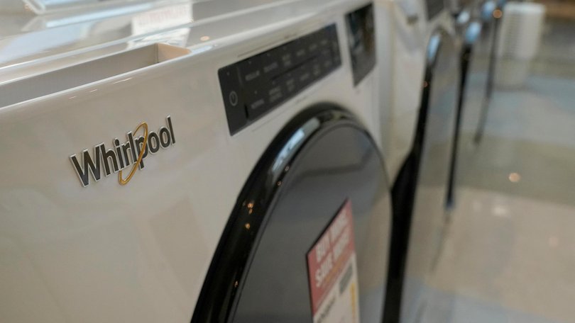 Whirlpool washing machines displayed at a RC Willey home furnishings store in Draper, Utah.