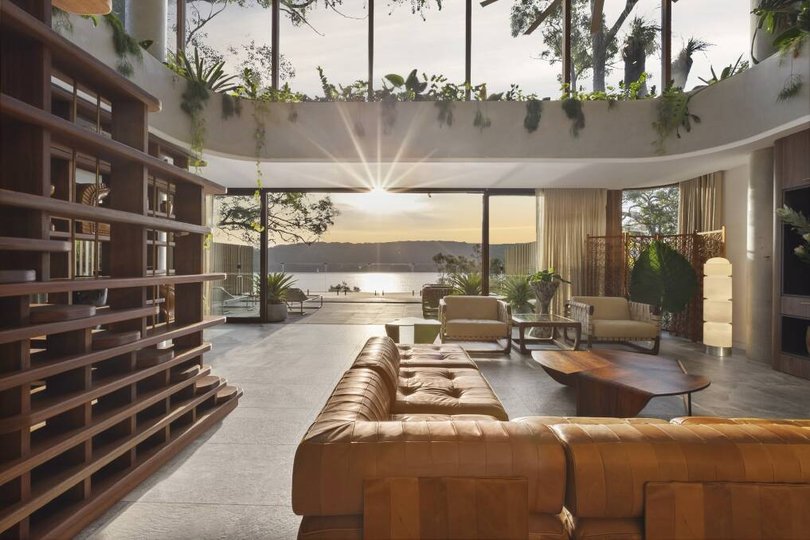 After an off-market period, the six-storey 'Belah House' at Avalon Beach has been listed for sale with a guide of $33 million.