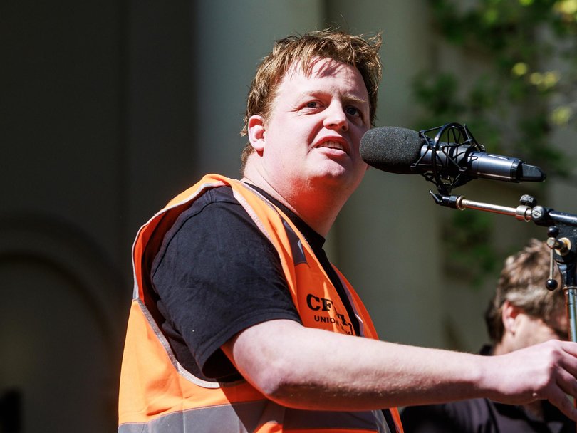 CFMEU boss Zach Smith apologised last week for sending a subordinate to meet infamous standover man Mick Gatto in September. Picture: NewsWire / Aaron Francis