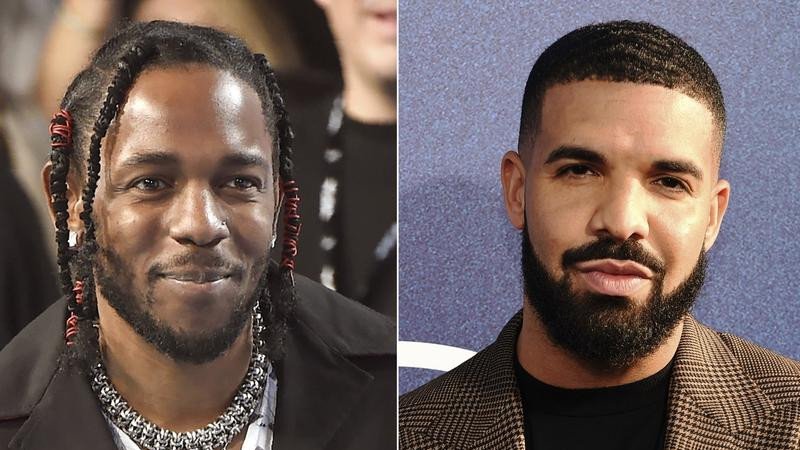 Rapper Drake, right, has lost his case against Universal Music Group over a Kendrick Lamar track.