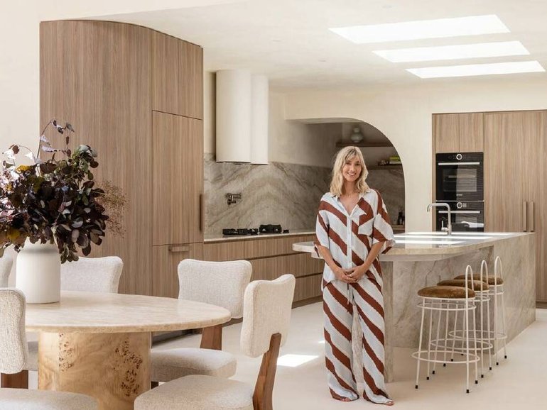 ABI interiors' Ellie Watson in her open-kitchen-dining mid-century modern home. Pic: ABI Interiors