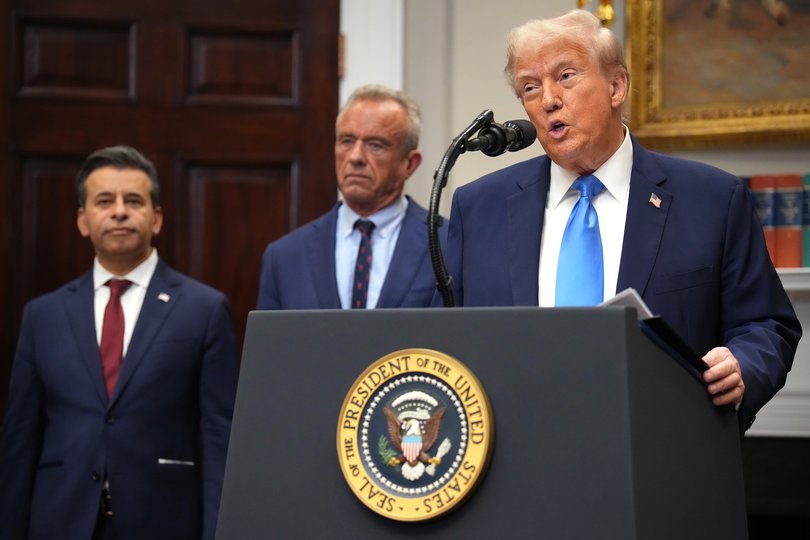 Donald Trump and Human Services Secretary Robert F. Kennedy Jr. delivers an announcement on “significant medical and scientific findings for America’s children”.