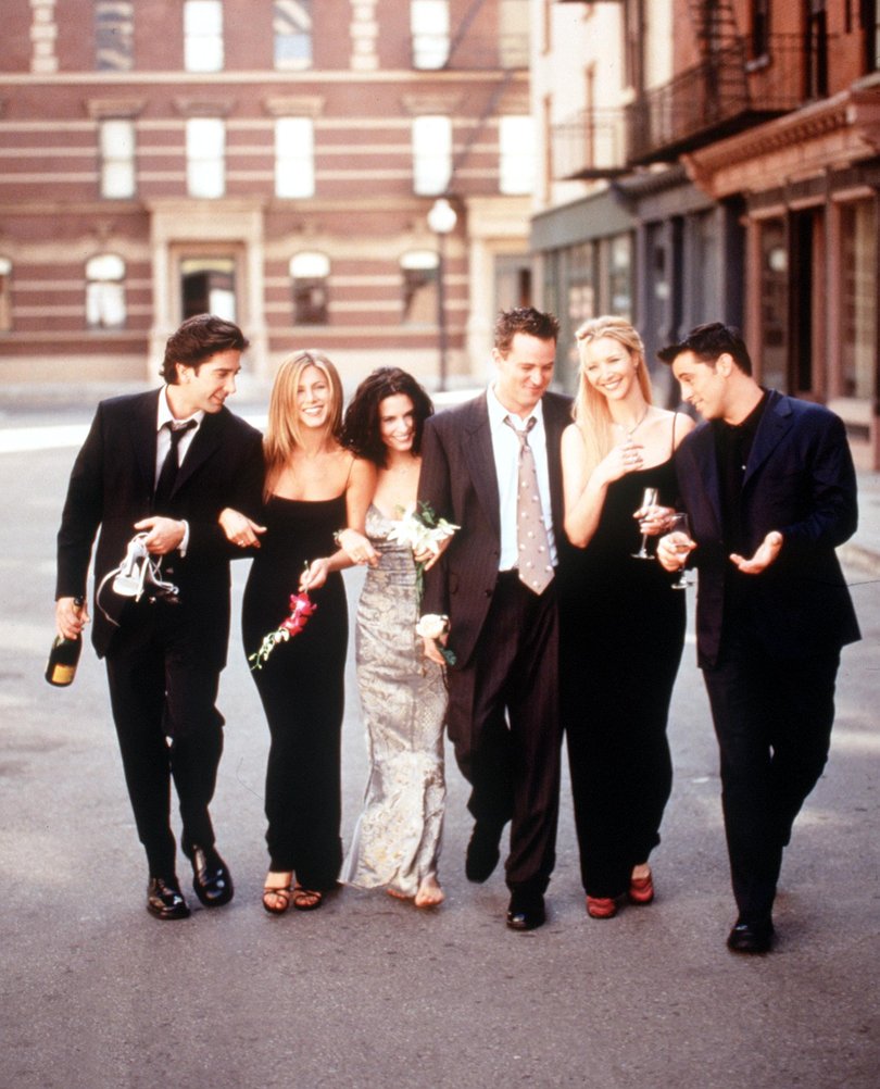Aniston with the cast of Friends.