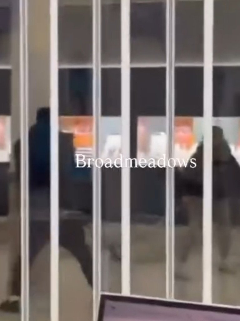 Workers hid behind security doors as the males fought. Picture: Supplied
