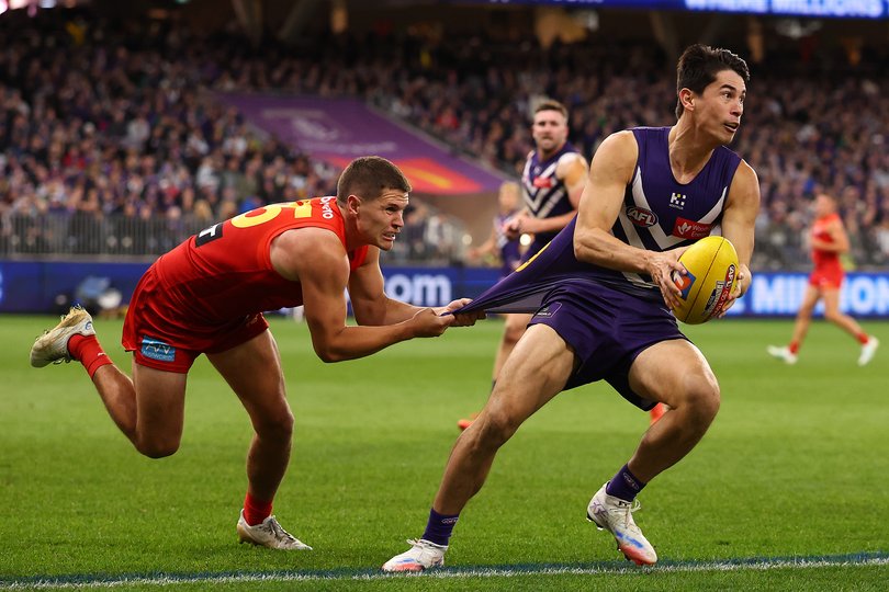 Connor Budarick tackling Bailey Banfield in this year’s elimination final.