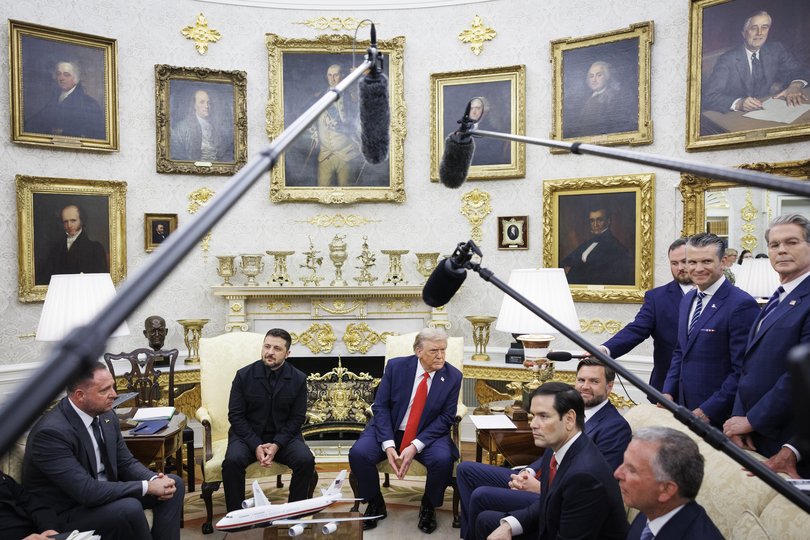 Donald Trump and Ukrainian President Volodymyr Zelensky meet at the White House in February.