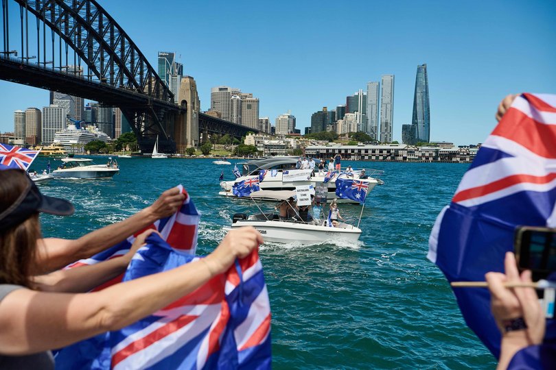 SYDNEY, AUSTRALIA - NewsWire Photos .October 12 ,2025, Families Gather Around Luna Park Wharf as the Jewish boat rally in Sydney Harbour as a counter protest to the Palestine March. Picture: NewsWire / Flavio Brancaleone Picture: Flavio Brancaleone NewsWire