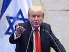 President Donald Trump addresses the Knesset, Israel's parliament, on October 13, 2025 in Jerusalem. 