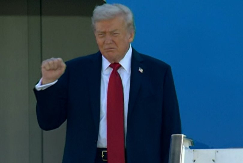 Donald Trump lands in Israel.