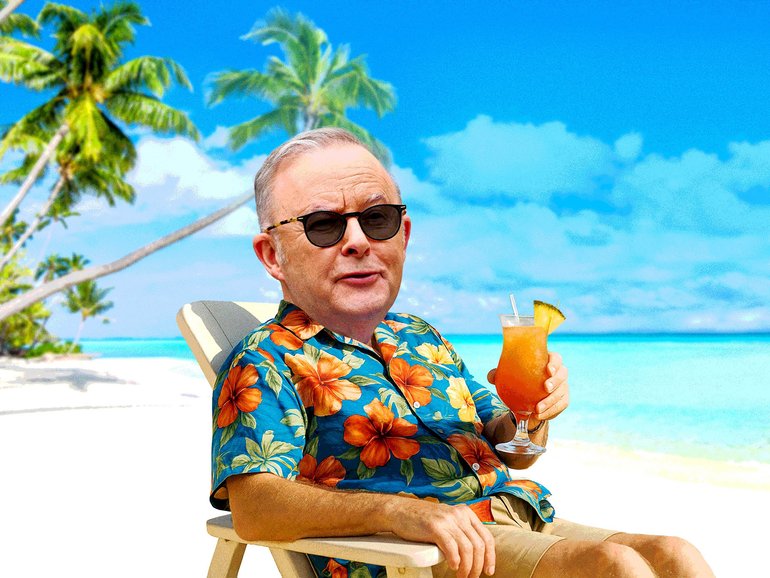 Albanese has said this is the first holiday he’s taken since being elected in 2022 while many Australians wonder when since then he was ever actually at work.