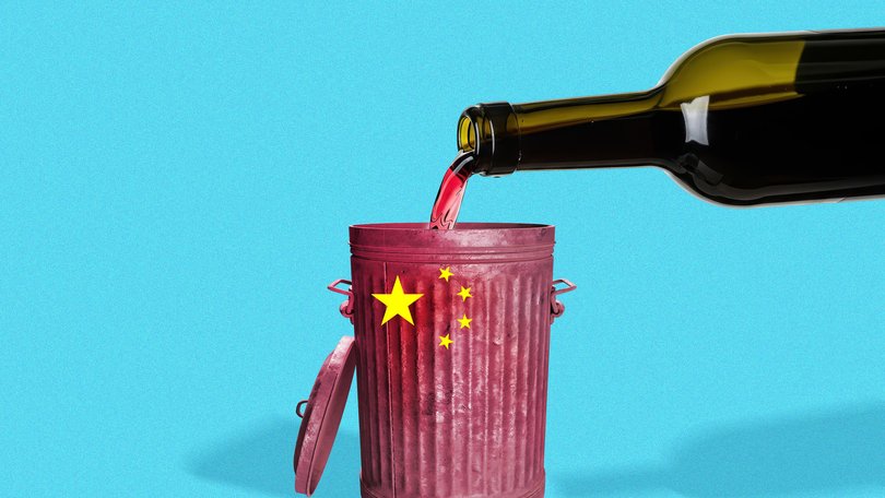 Shares in the maker of Penfolds wines plunged to the lowest level in a decade on a boycott by Chinese drinkers.