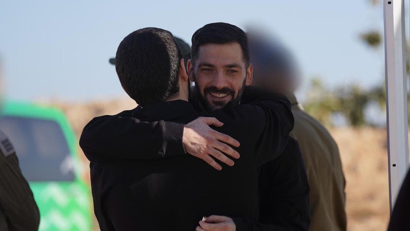 Gali and Ziv Bermam at the IDF reception point