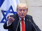 U.S. President Donald Trump addresses the Knesset, Israel's parliament, on October 13, 2025 in Jerusalem